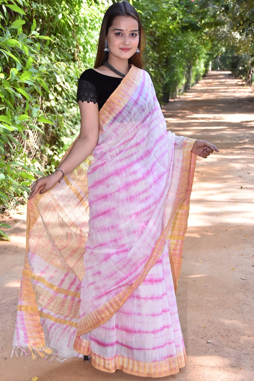 Pink Bhagalpuri Silk Sarees