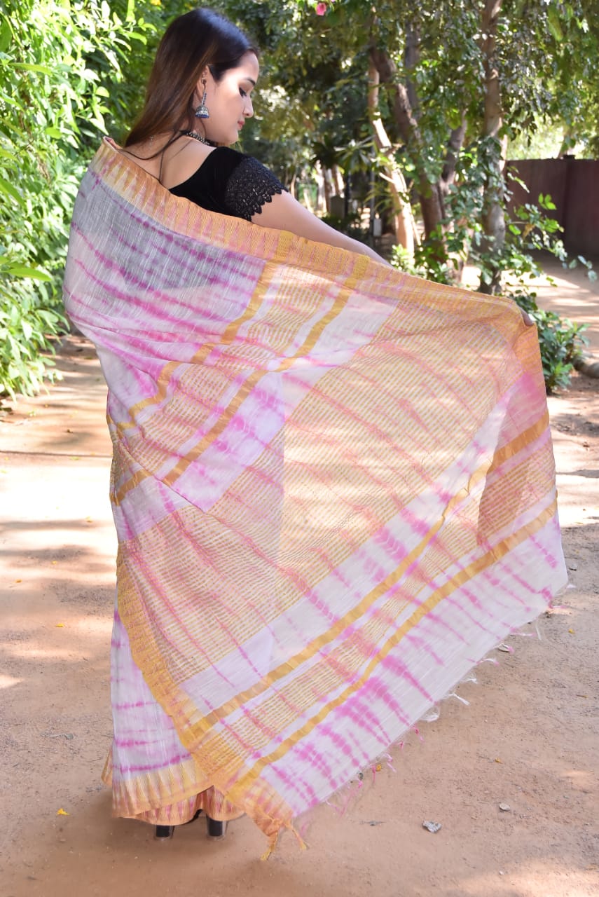 Pink Bhagalpuri Silk Sarees