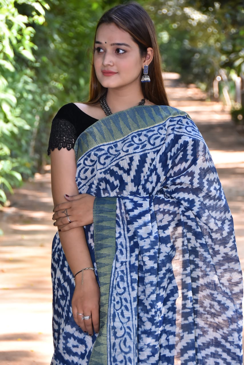 Blue Bhagalpuri Silk Sarees