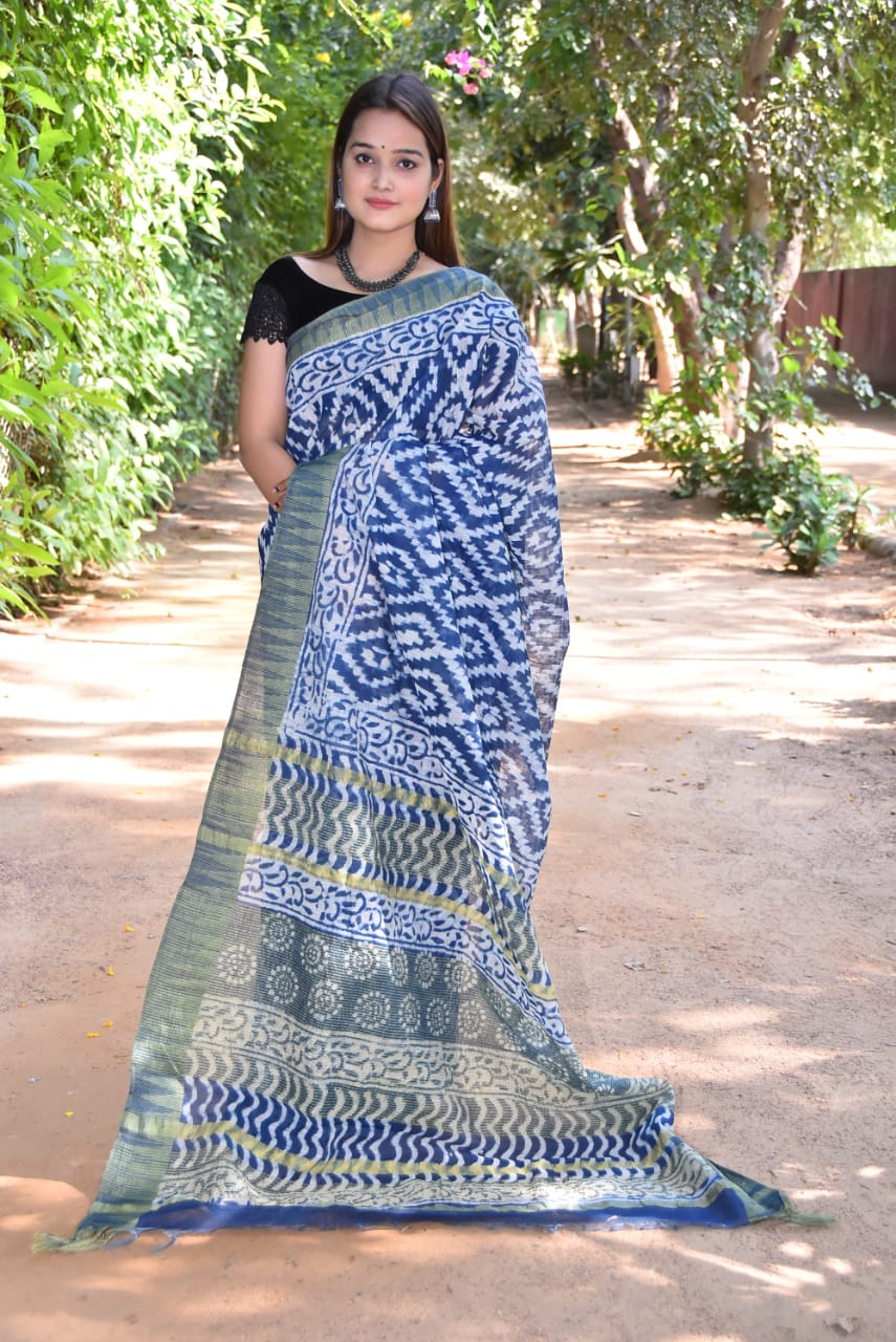 Blue Bhagalpuri Silk Sarees