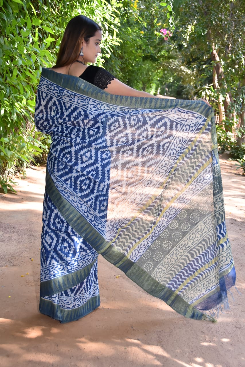 Blue Bhagalpuri Silk Sarees