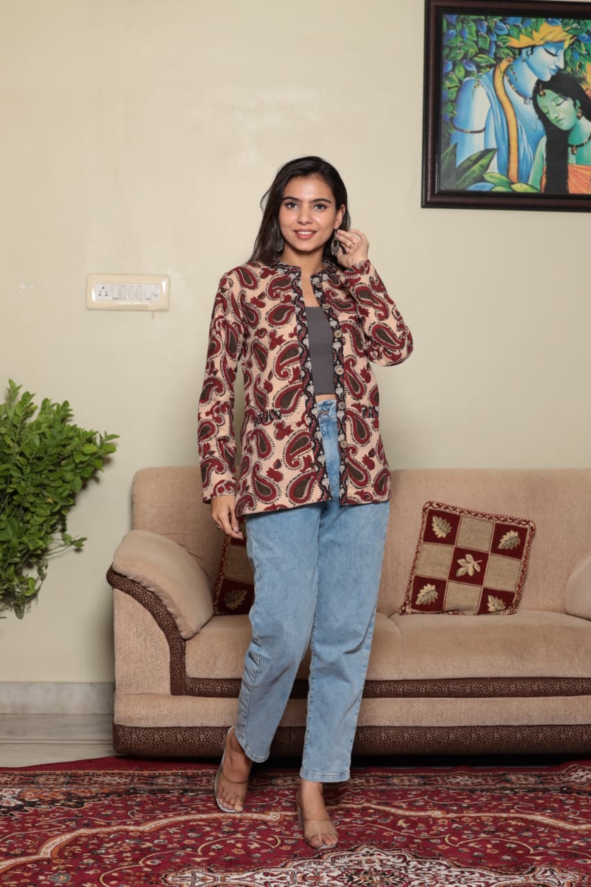 Large Bagru printed Red Cotton Jackets