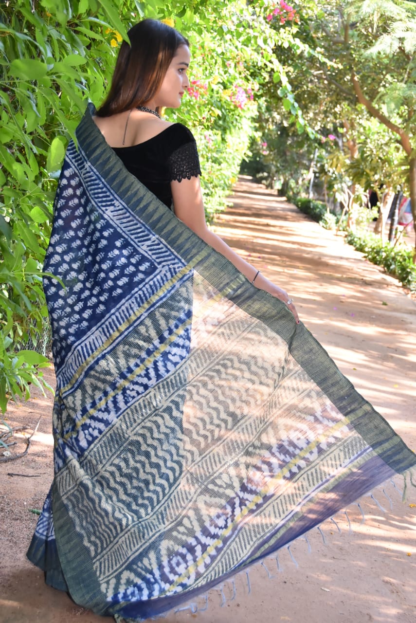 Blue Bhagalpuri Silk Sarees