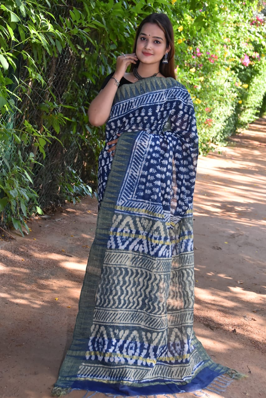 Blue Bhagalpuri Silk Sarees
