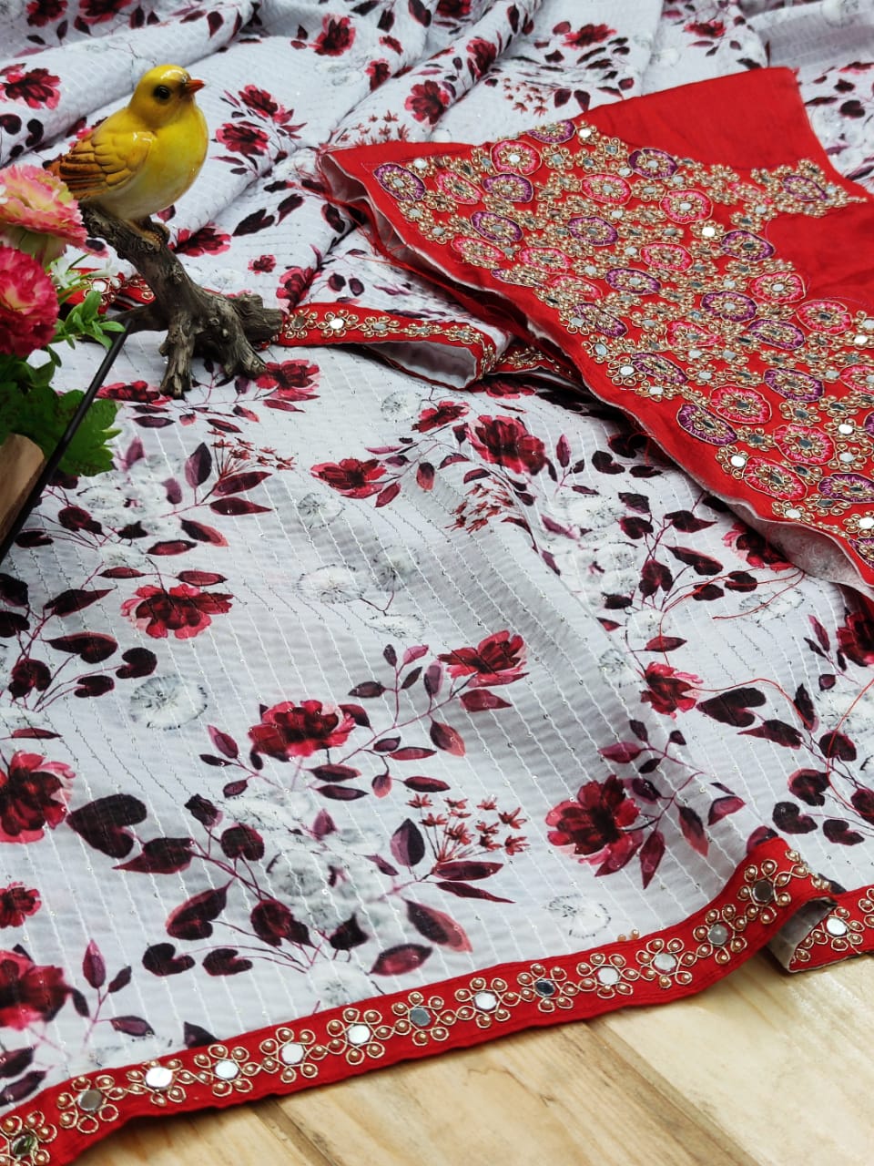 Vichitra Silk Saree with digital print