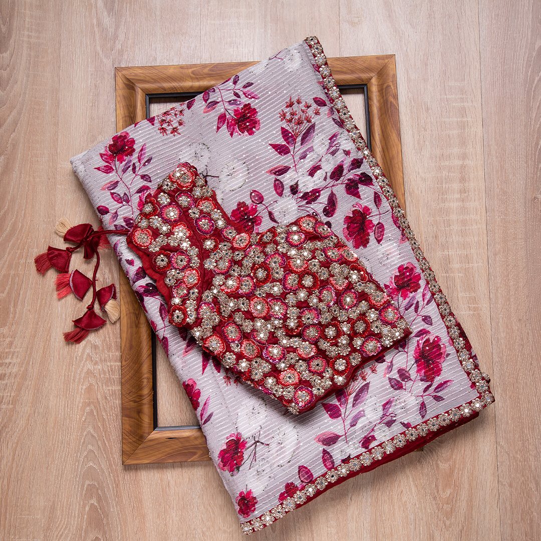 Vichitra Silk Saree with digital print