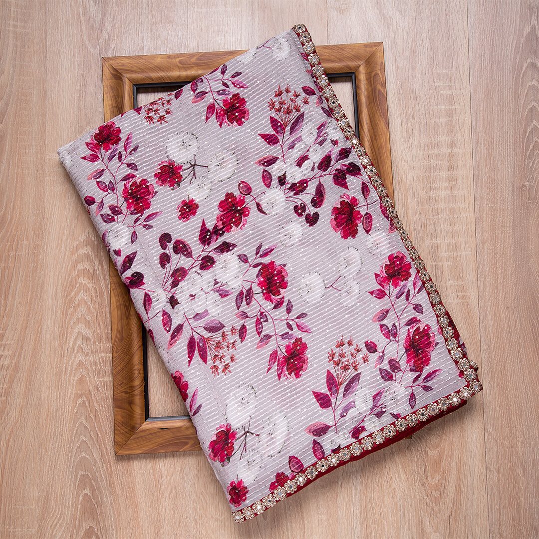 Vichitra Silk Saree with digital print