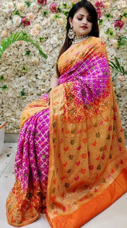 Bandhej Banarasi Saree