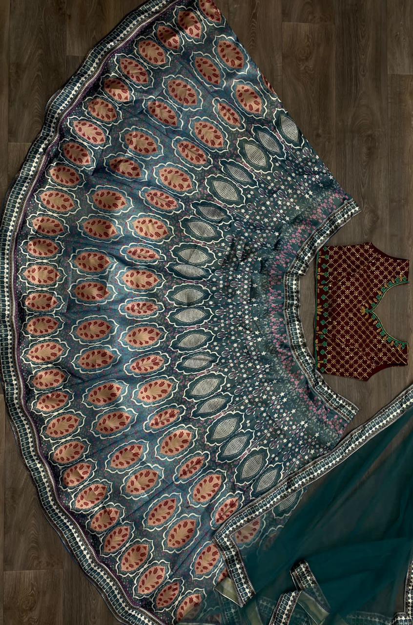 Zari flower Lehenga Choli and Dupatta