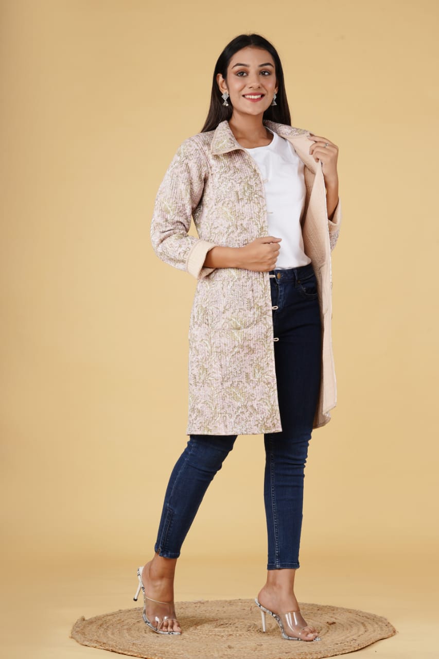 Reversible quilt long jackets