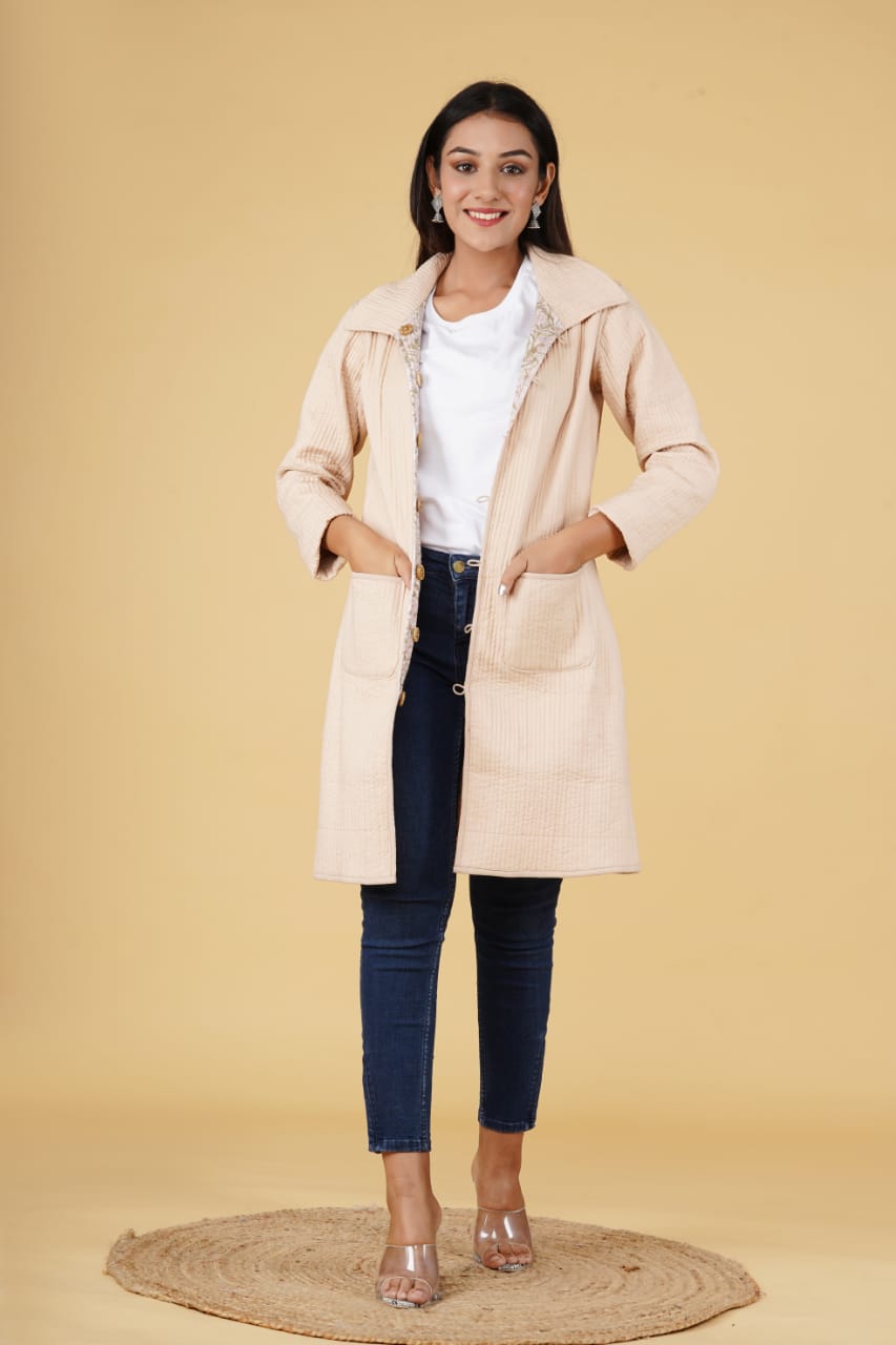 Reversible quilt long jackets
