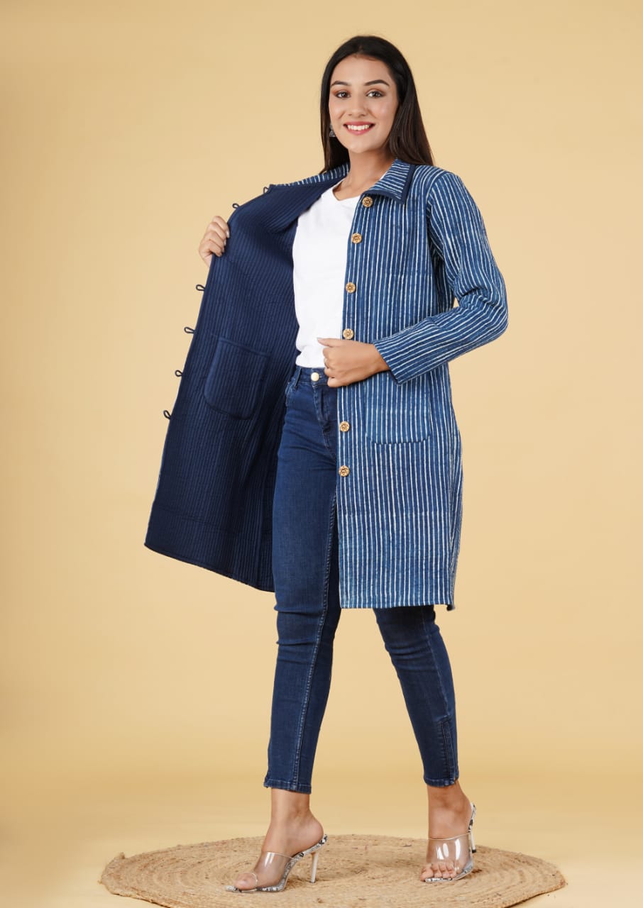 Reversible quilt long jackets