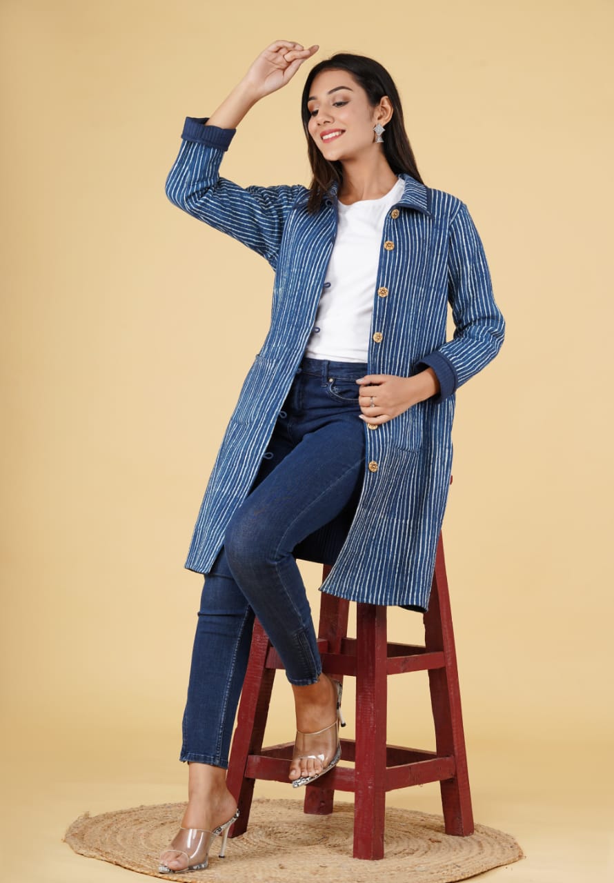 Reversible quilt long jackets
