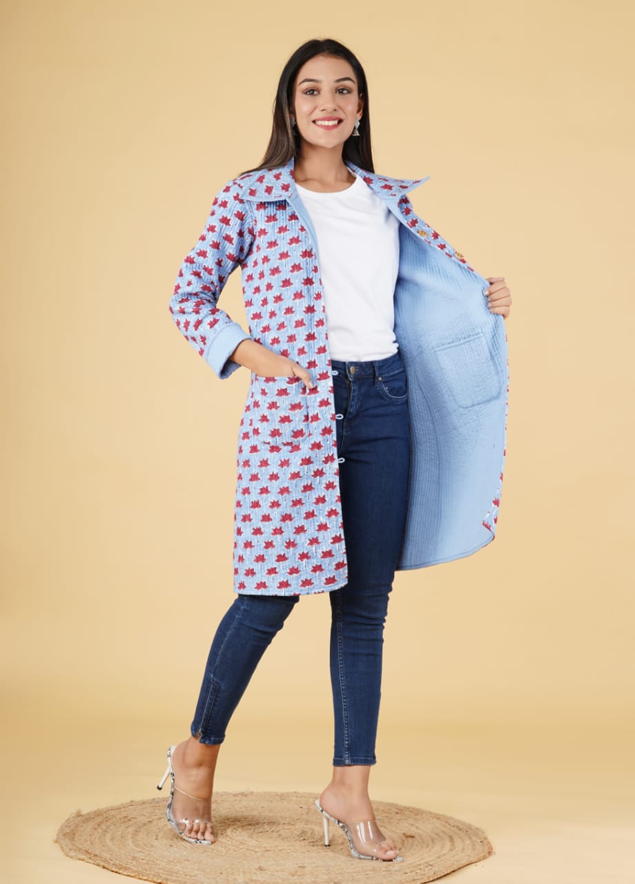 Reversible quilt long jackets