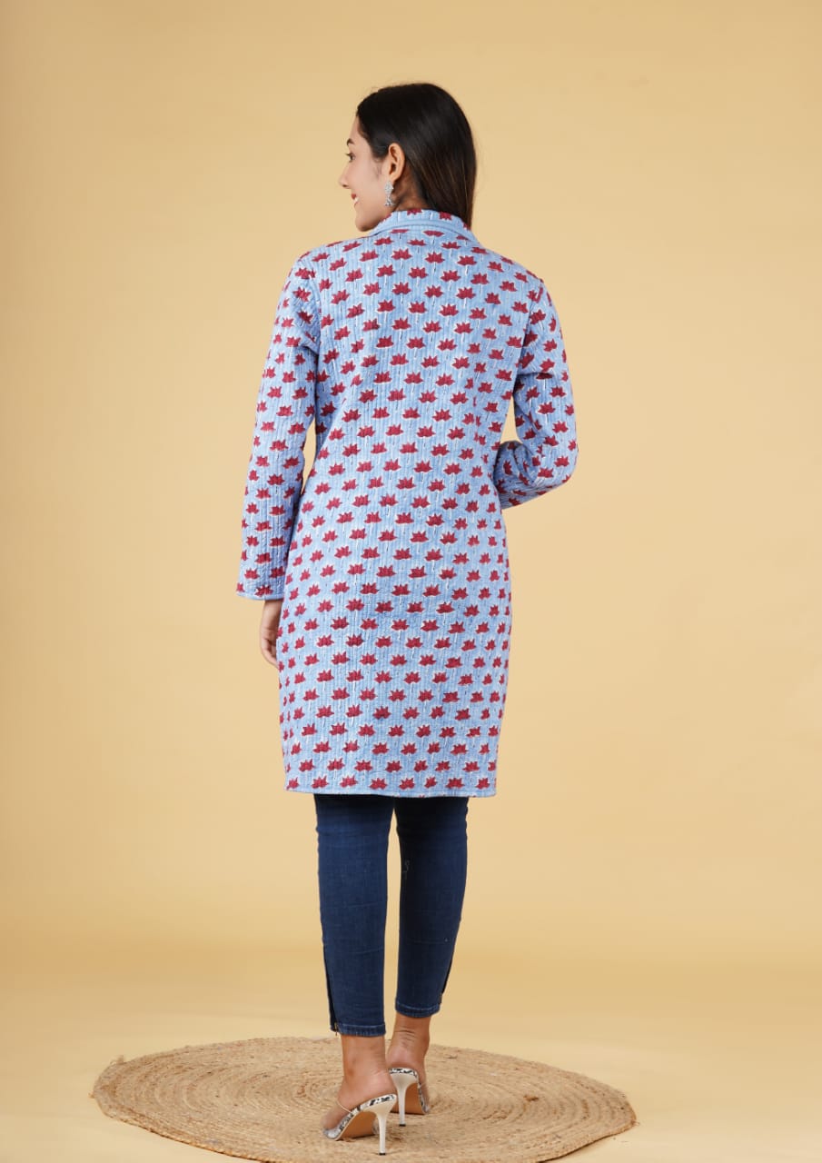 Reversible quilt long jackets