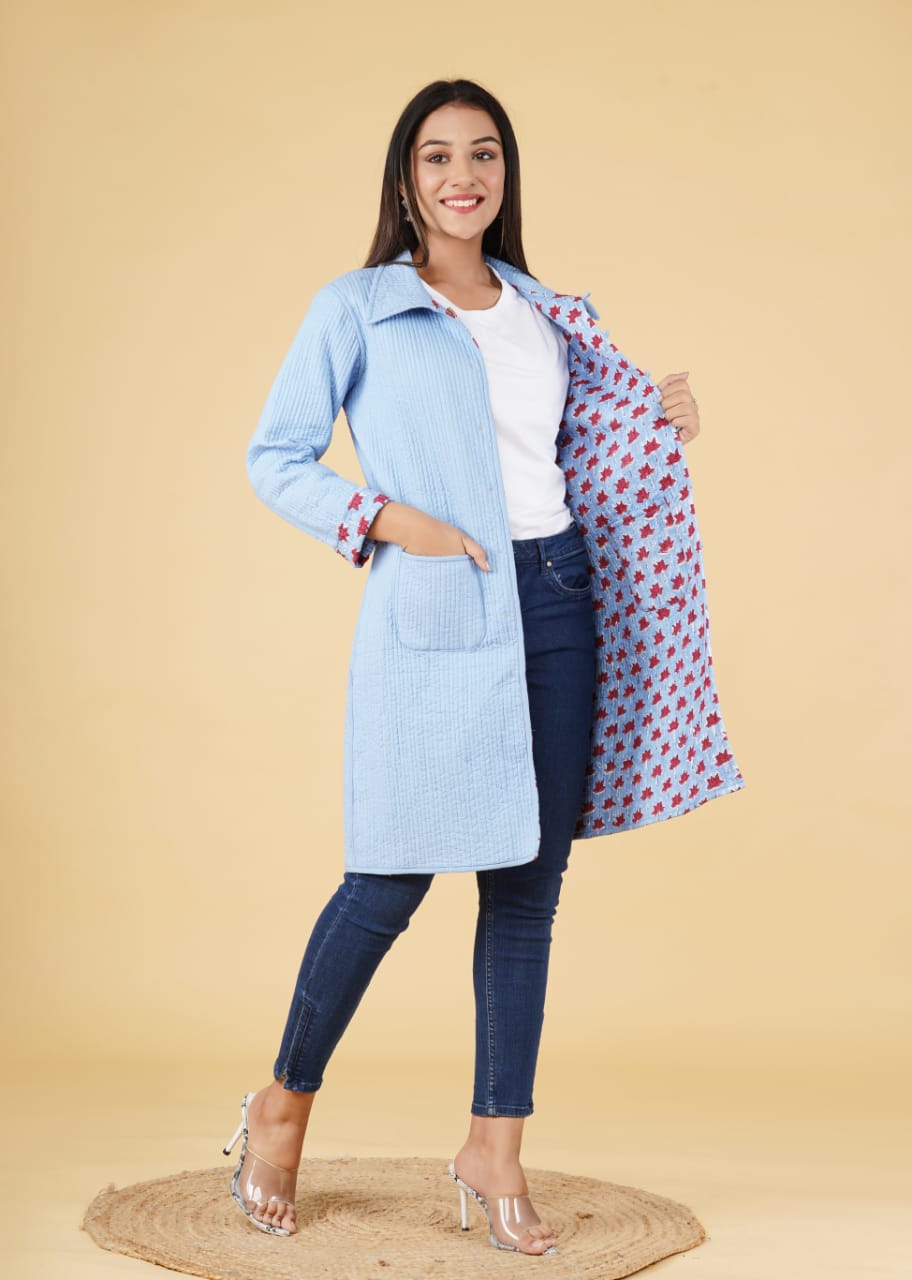 Reversible quilt long jackets