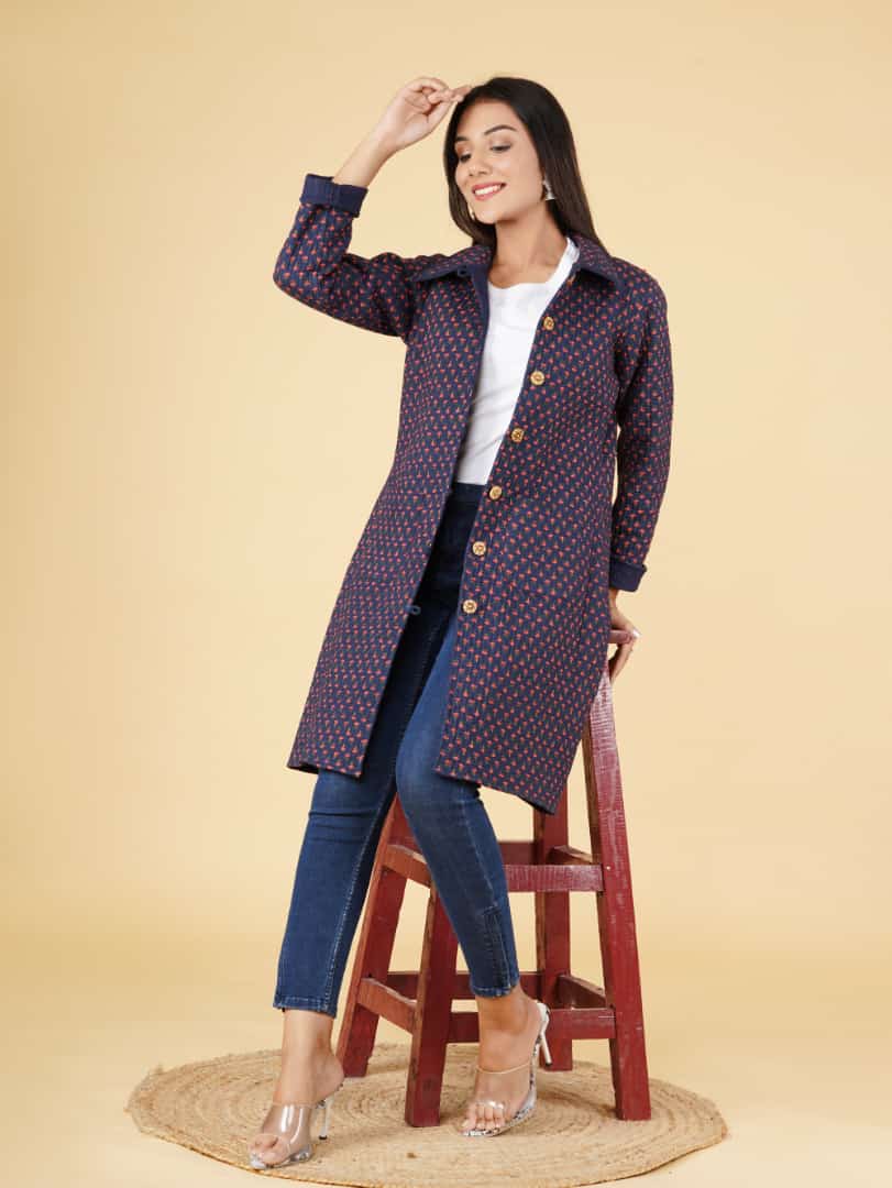 Reversible quilt long jackets