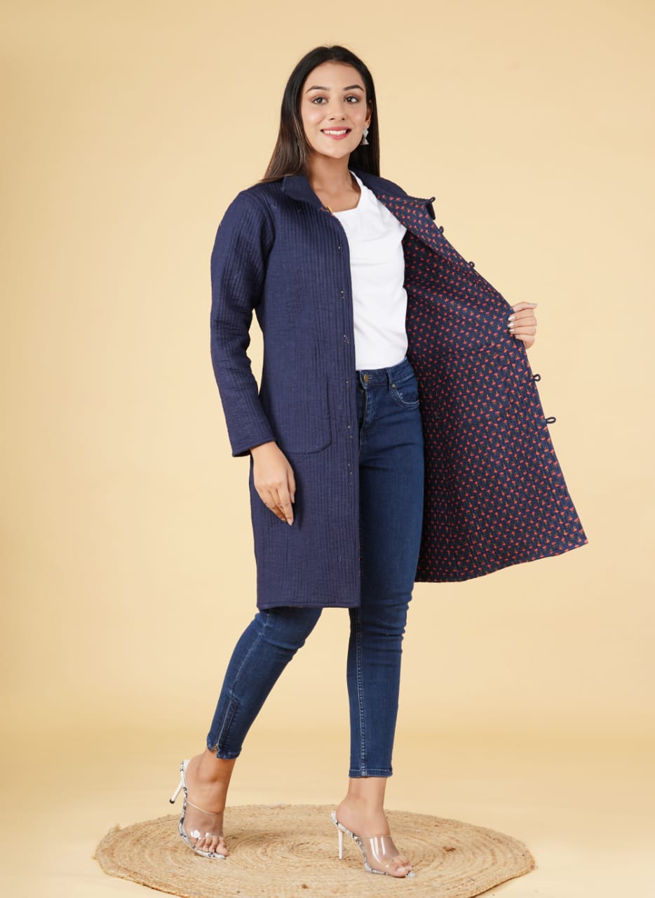 Reversible quilt long jackets