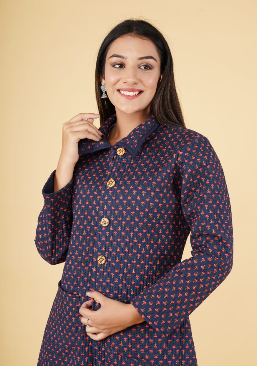 Reversible quilt long jackets