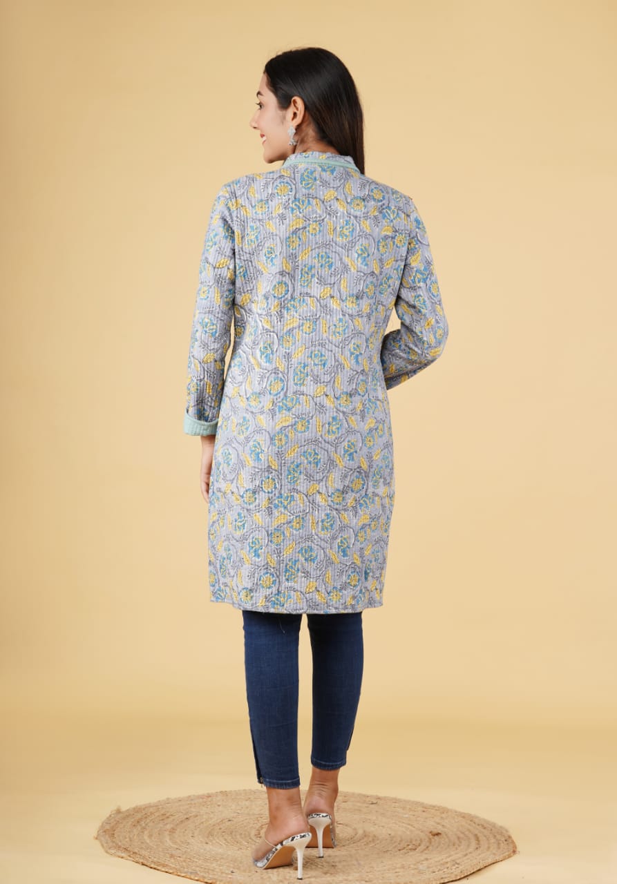Reversible quilt long jackets