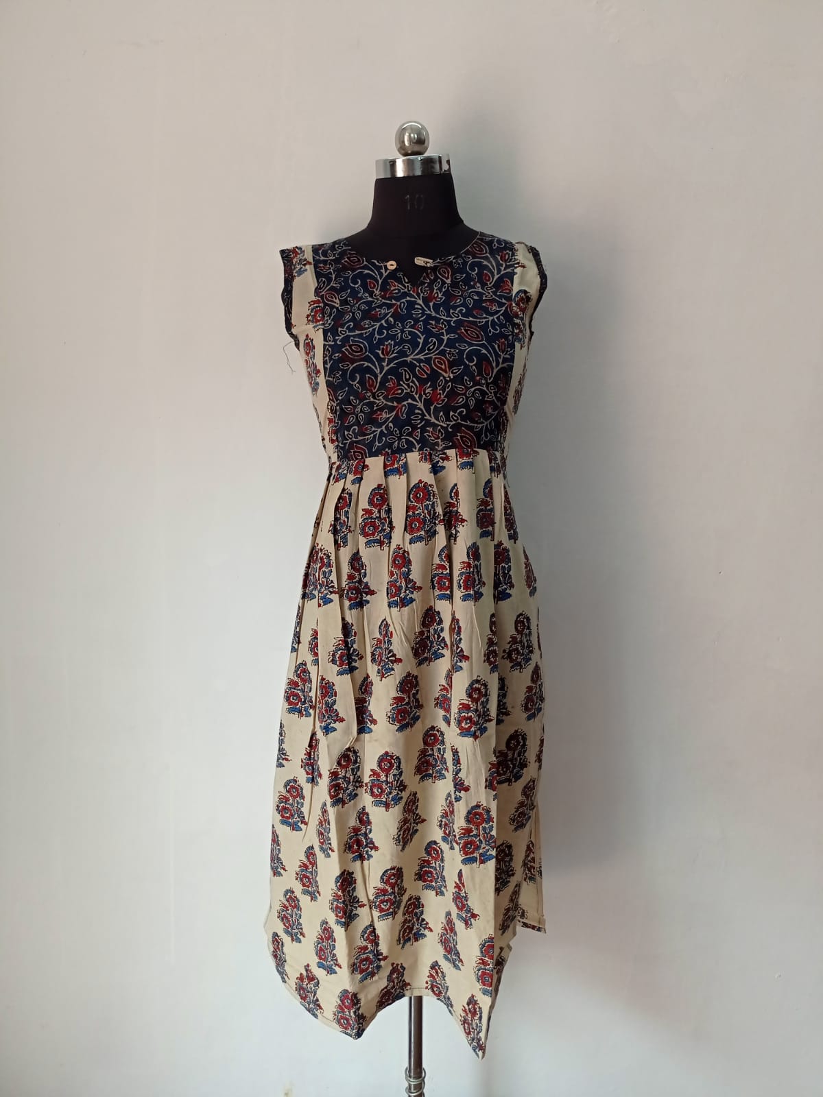 Cotton Ajrakh Natural Dye Natural Handblock Print Naira Cut Kurti