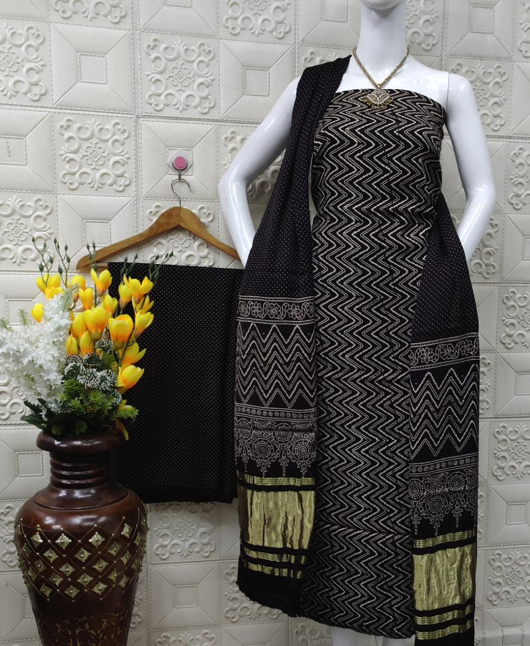 Ajrakh hand printed Modal Gajji Silk Suit Materials