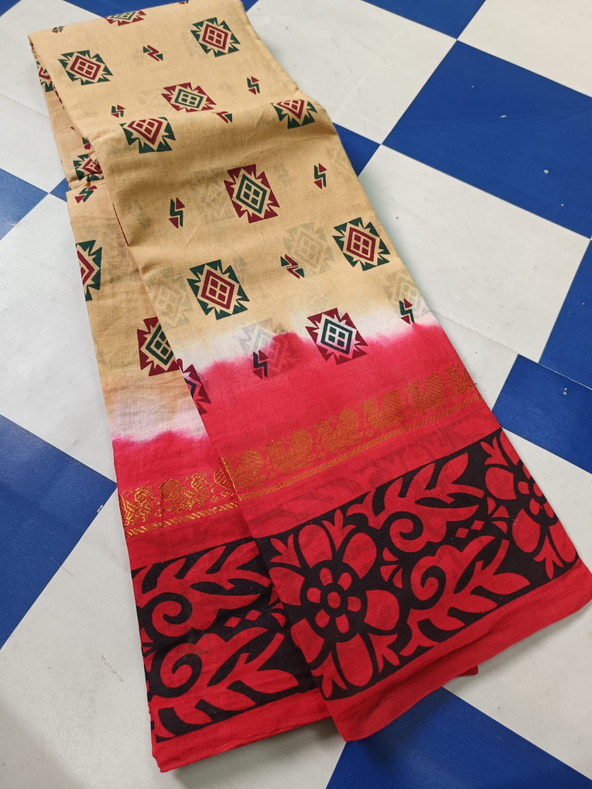 Kazipet border print cotton sarees