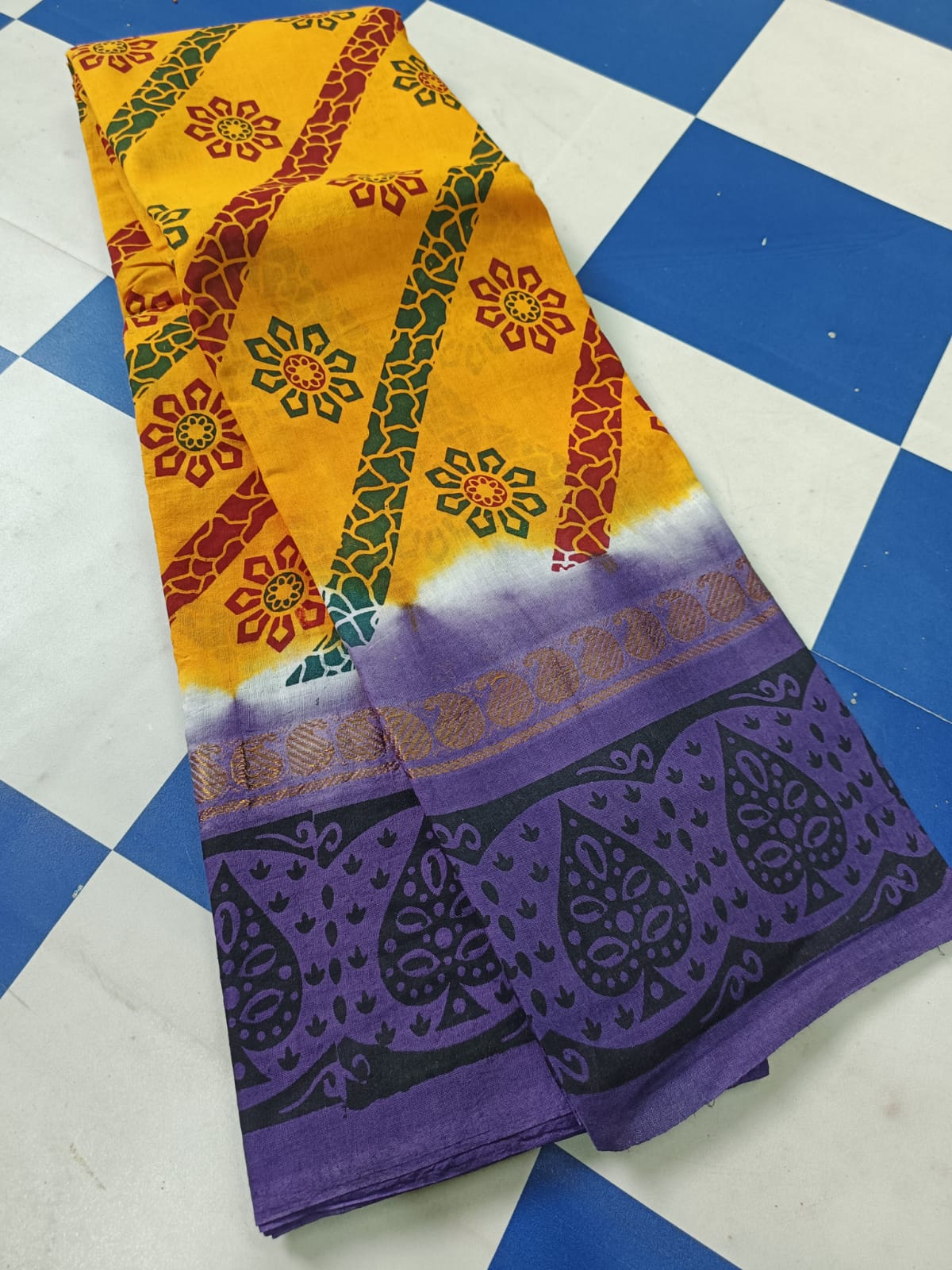 Kazipet border print cotton sarees