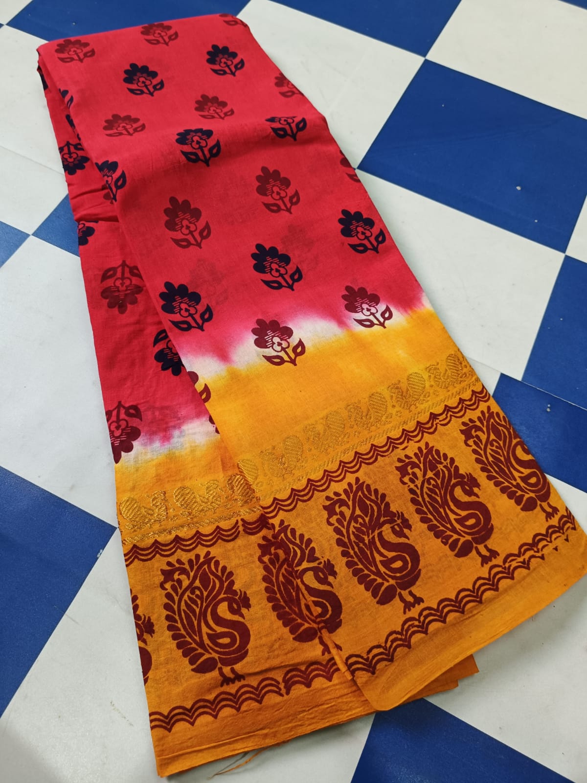 Kazipet border print cotton sarees