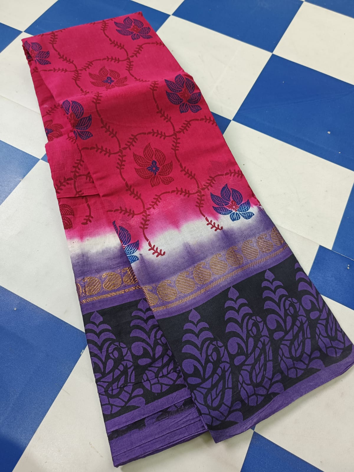 Kazipet border print cotton sarees