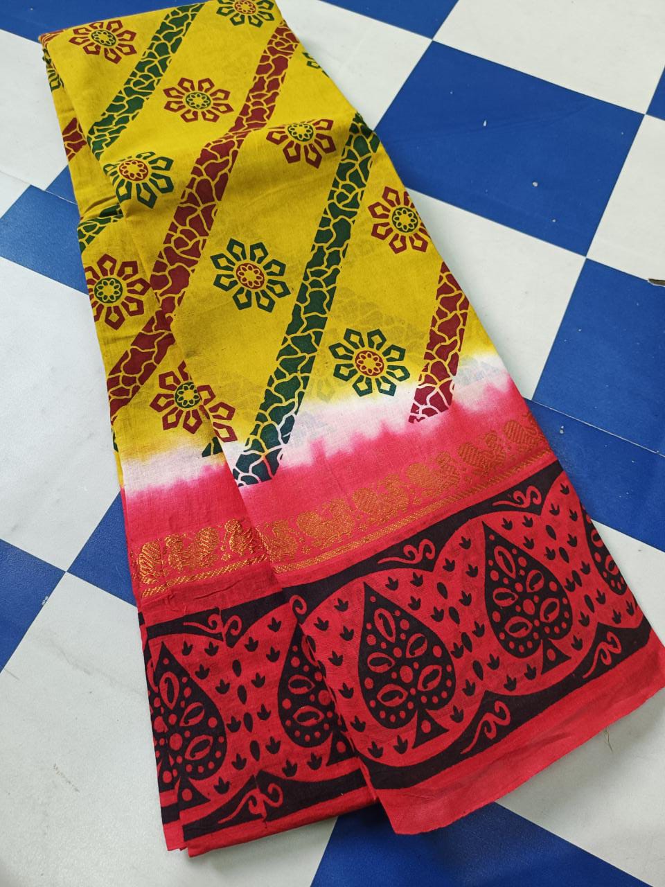 Kazipet border print cotton sarees