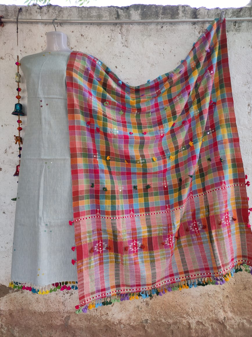 Kala cotton Bhujodi handweaving three piece suit