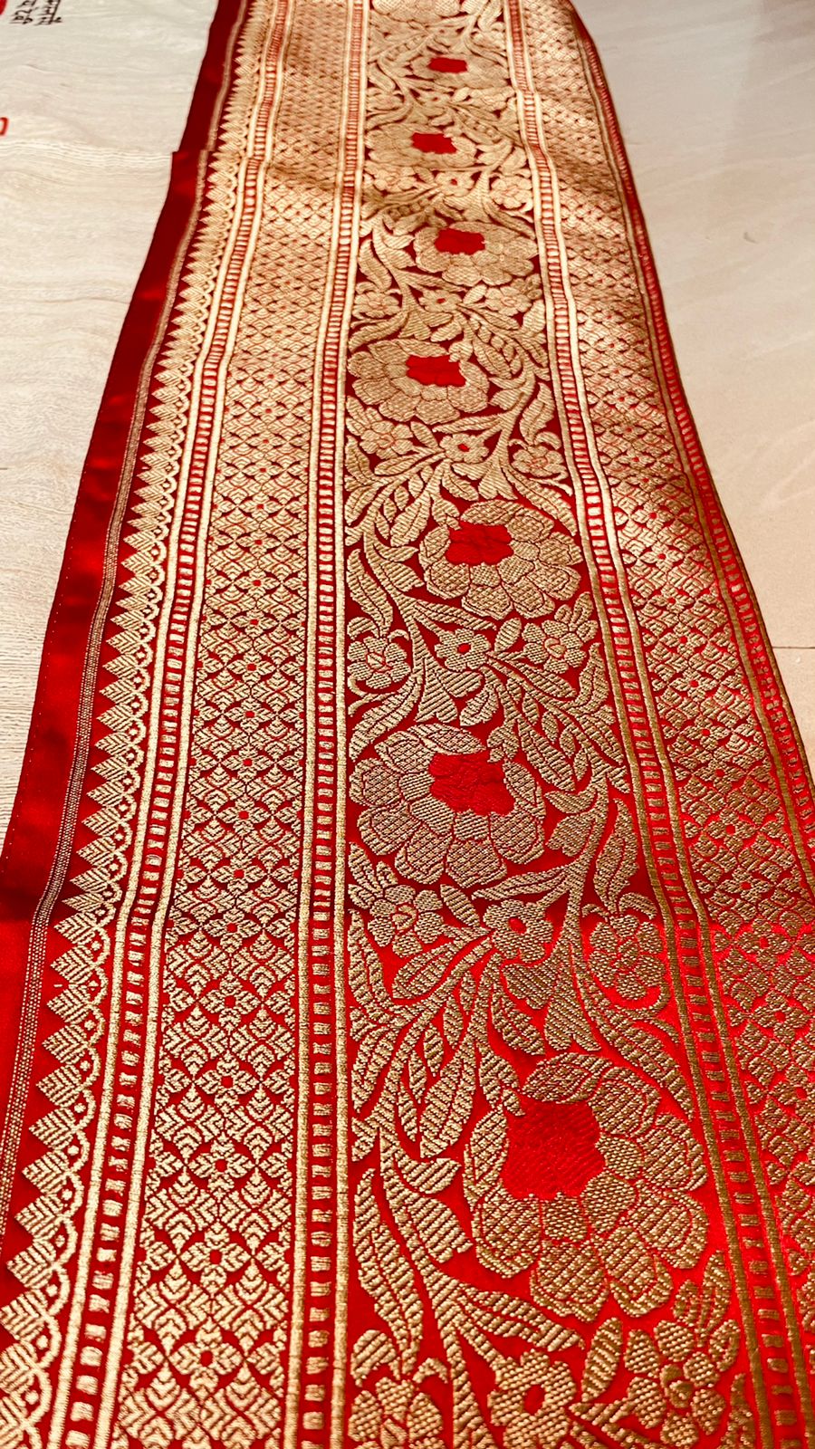 Pure gicha silk saree with red golden zari