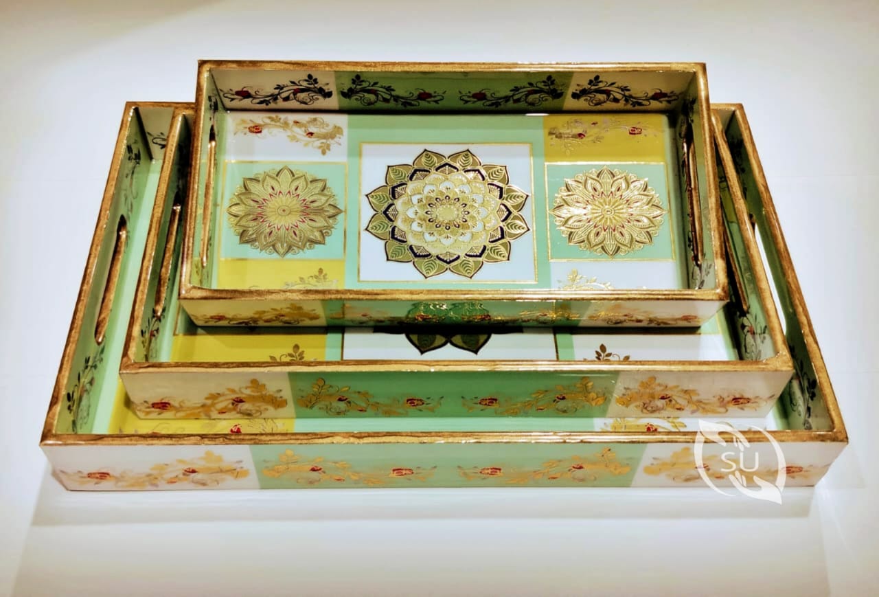 Golden Sheet meena work tray set