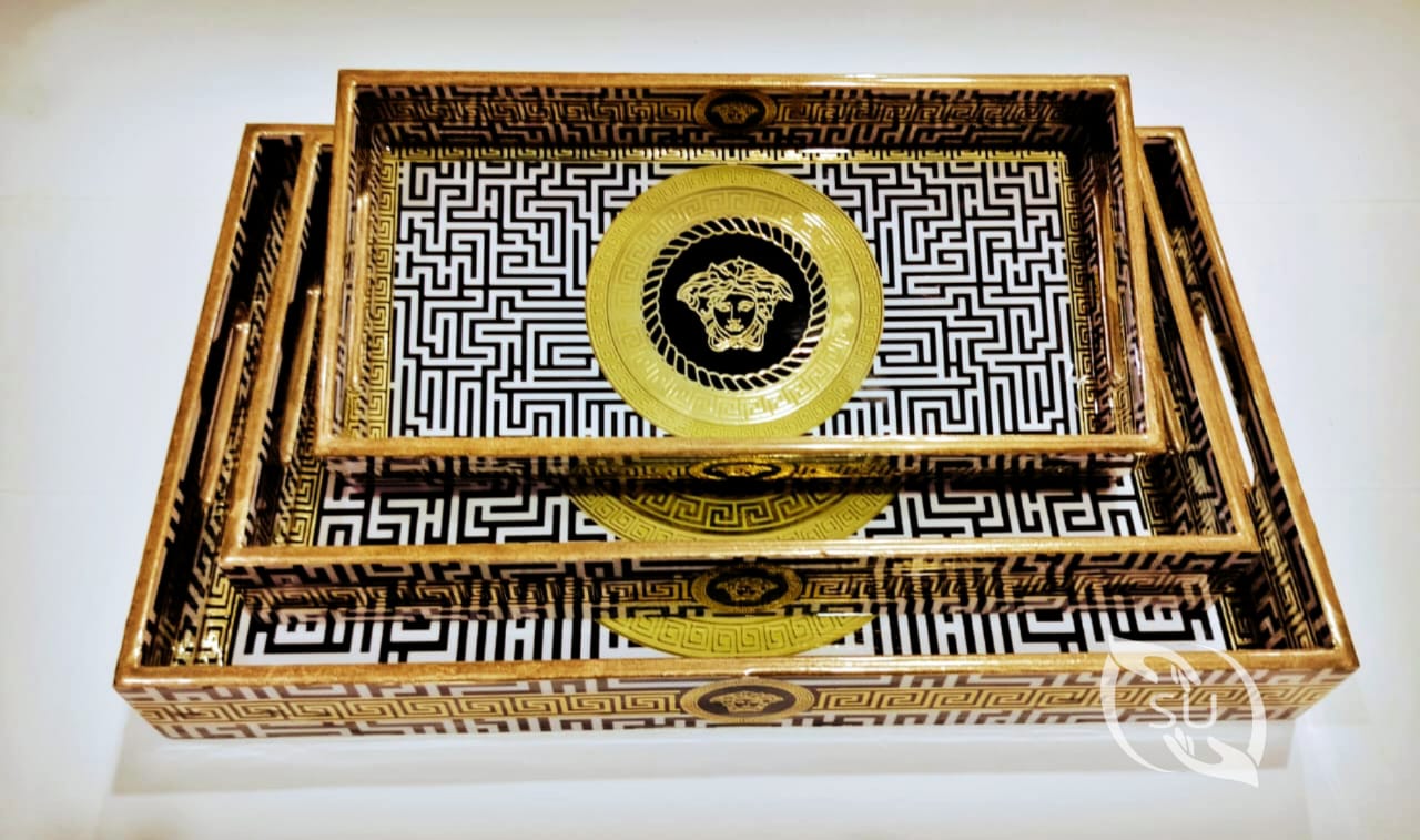 Golden Sheet meena work tray set