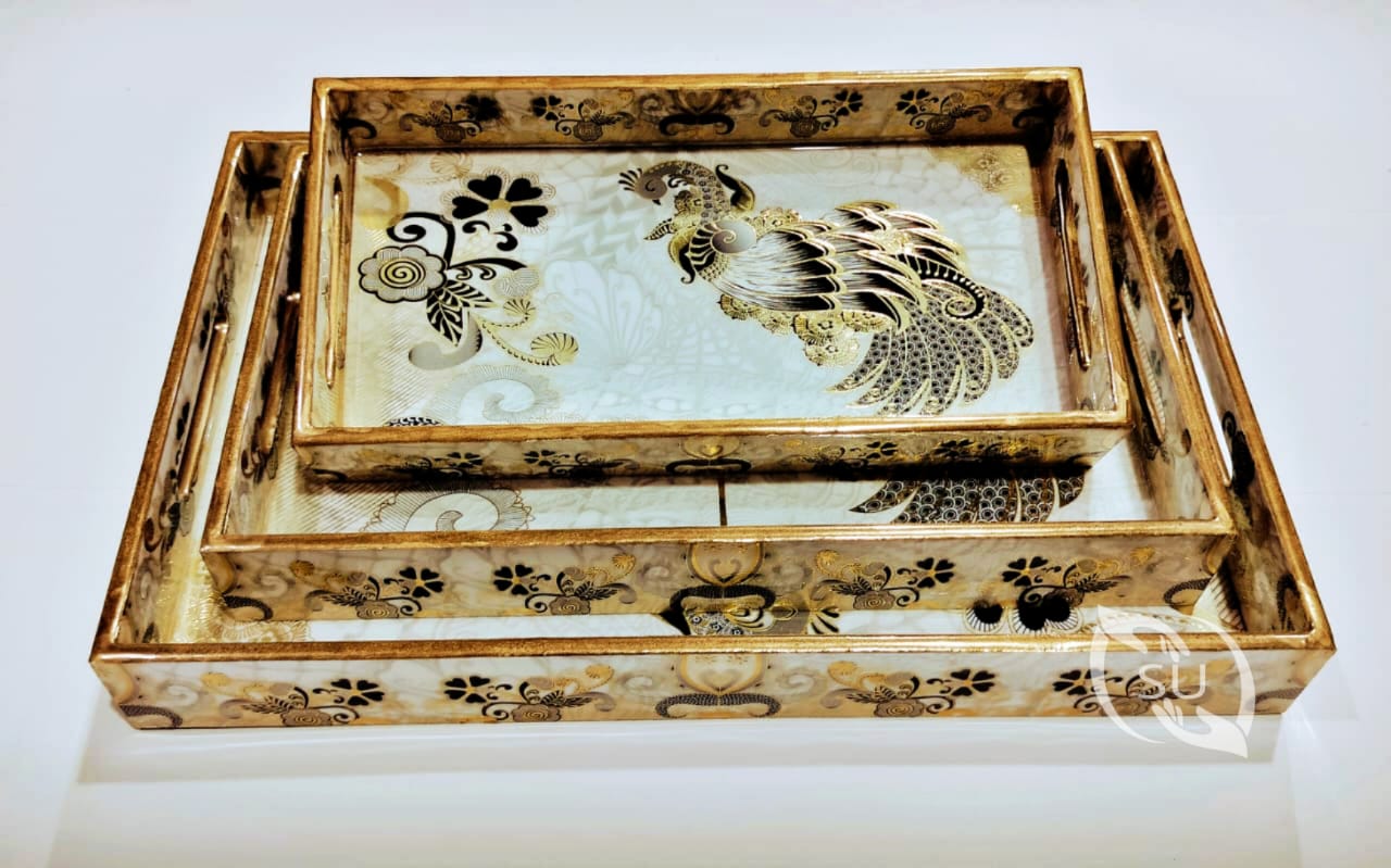 Golden Sheet meena work tray set