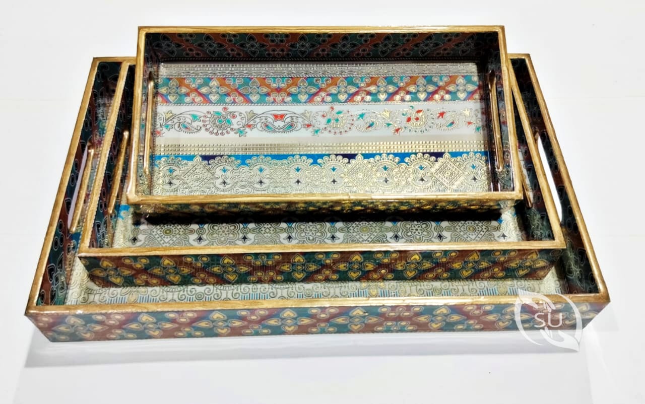 Golden Sheet meena work tray set