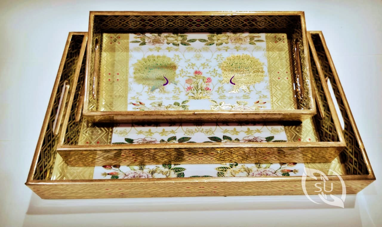 Golden Sheet meena work tray set