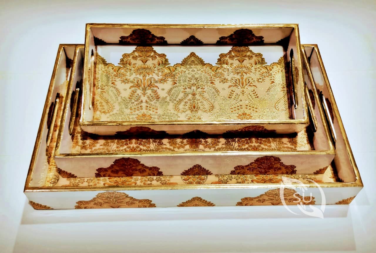 Golden Sheet meena work tray set