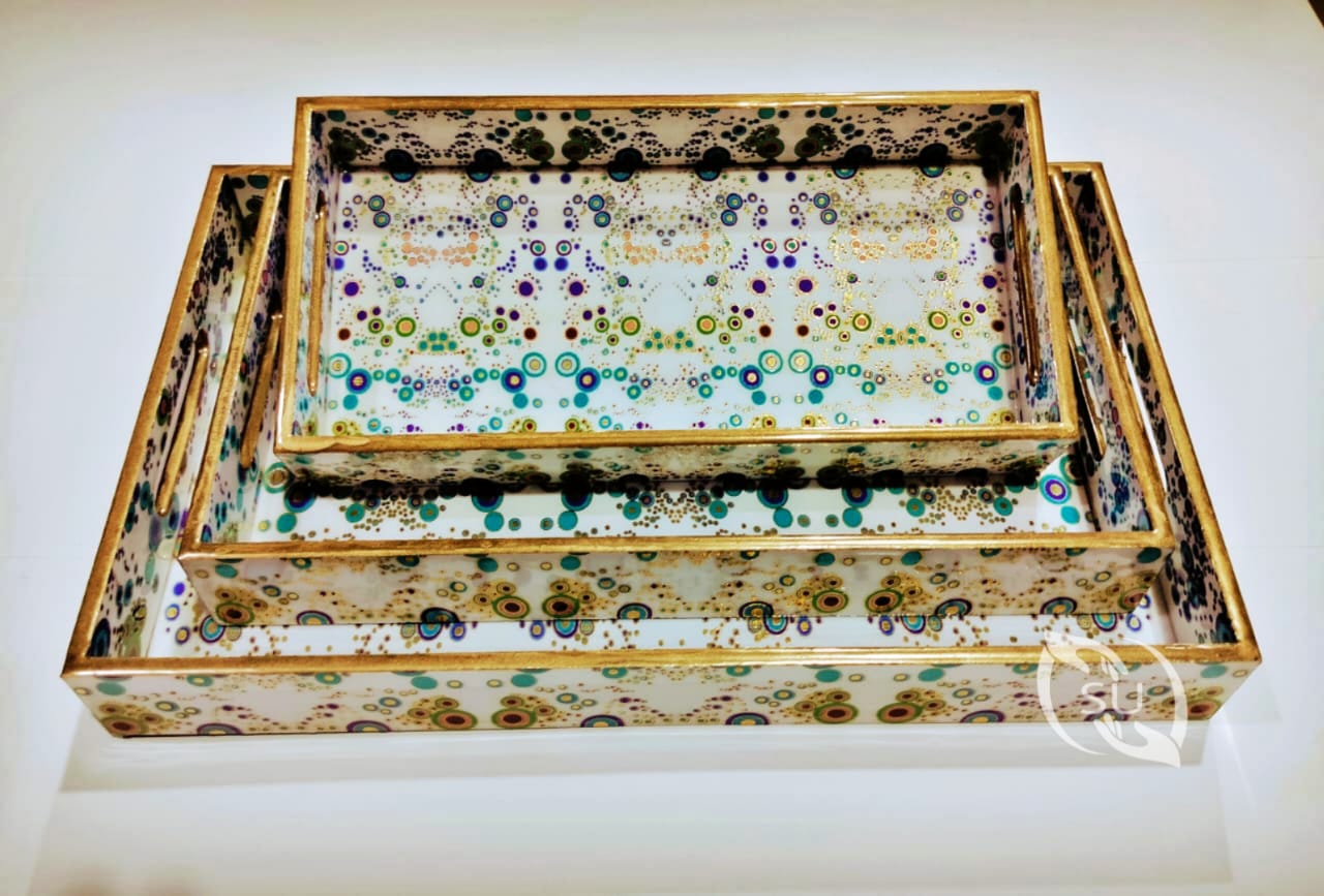 Golden Sheet meena work tray set