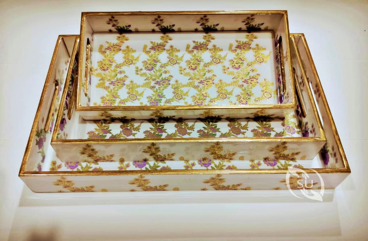 Golden Sheet meena work tray set