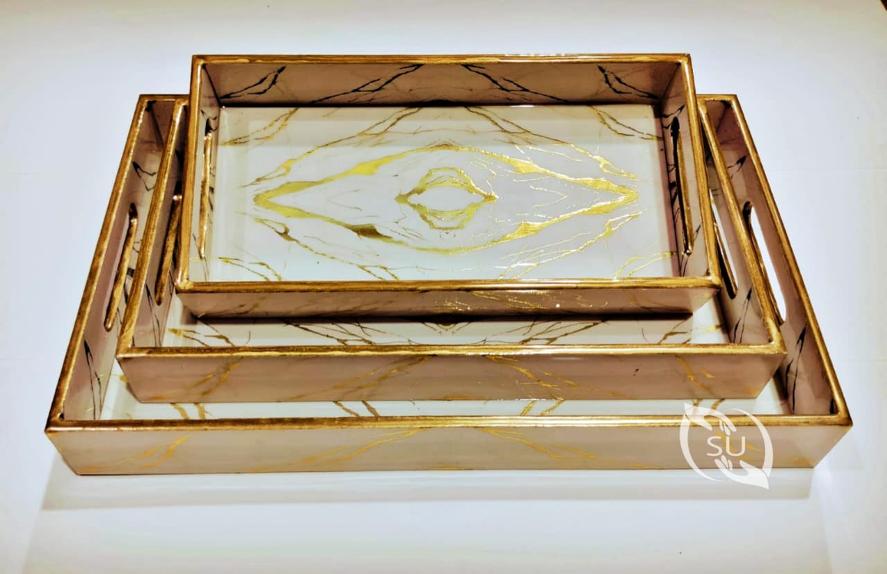 Golden Sheet meena work tray set