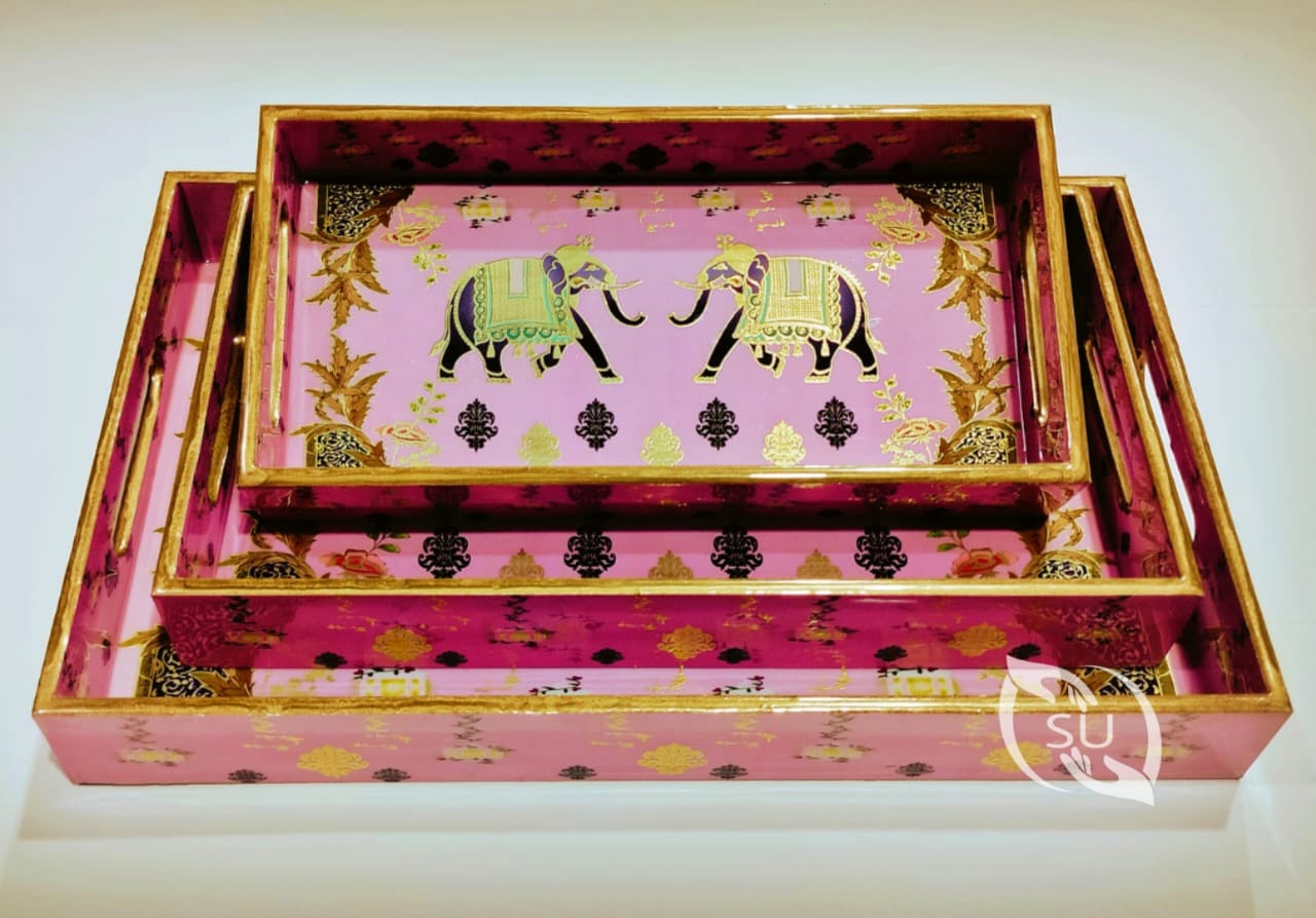 Golden Sheet meena work tray set