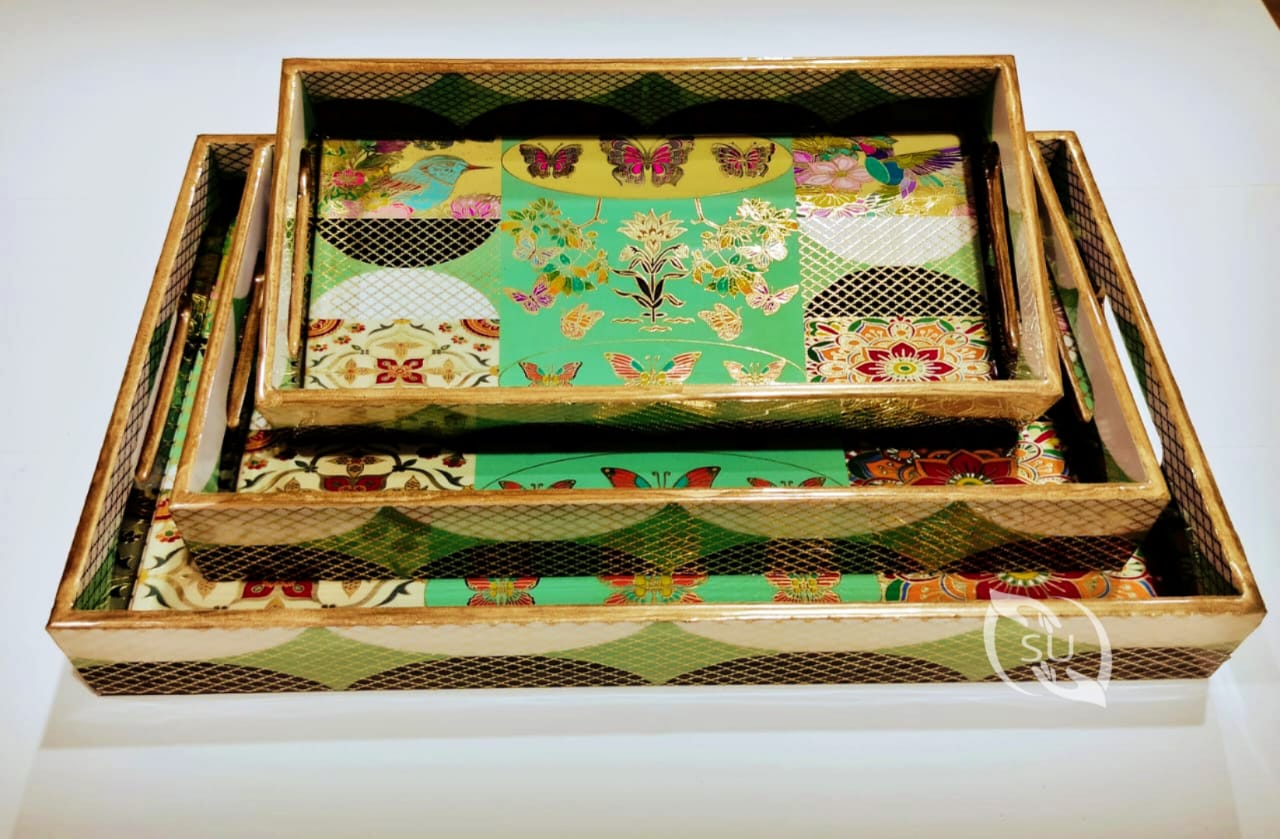 Golden Sheet meena work tray set