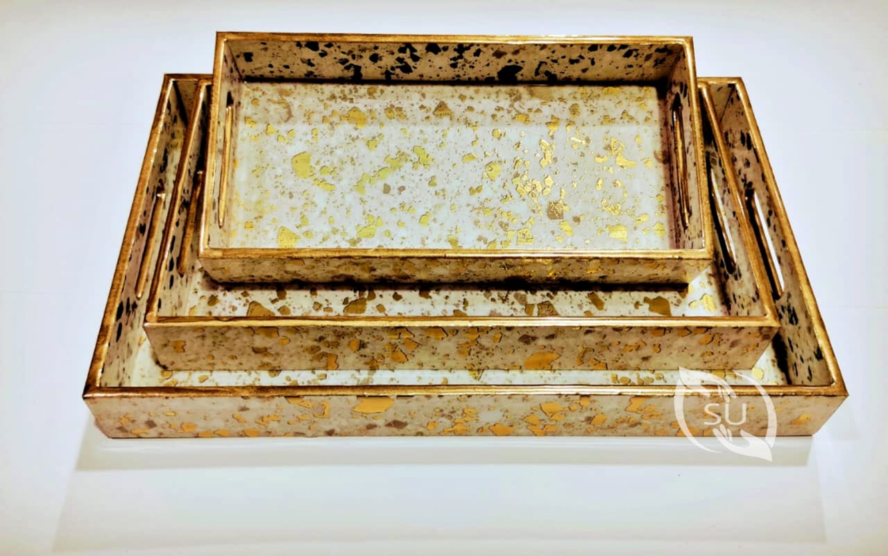 Golden Sheet meena work tray set