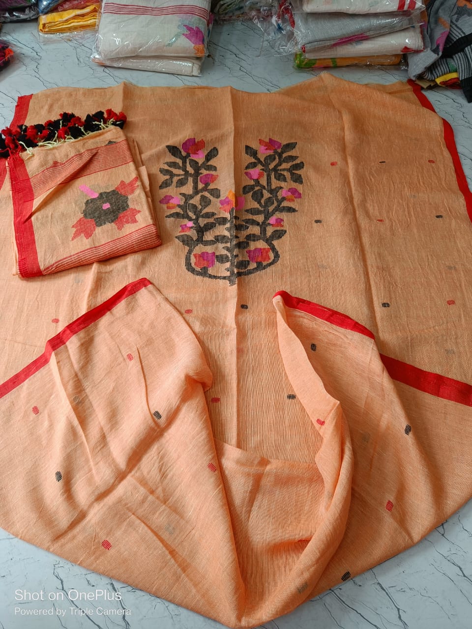 Jamdani pure linen by linen suit pieces