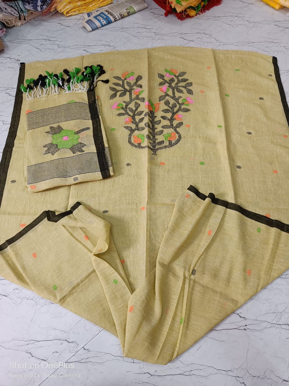 Jamdani pure linen by linen suit pieces