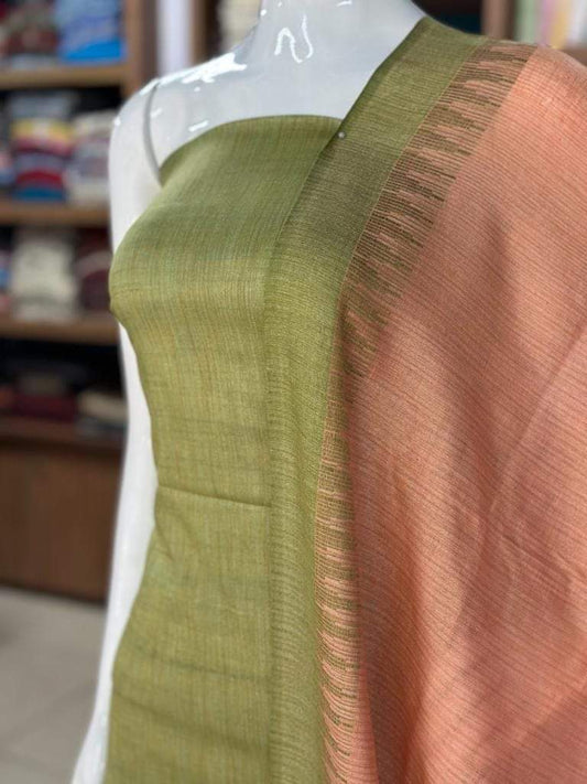 Linen cotton soft suit with temple border dupatta