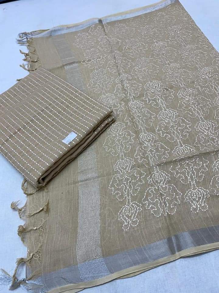 Embroidered linen soft cotton suits