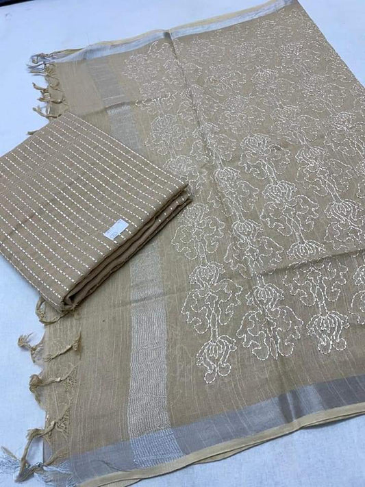 Embroidered linen soft cotton suits